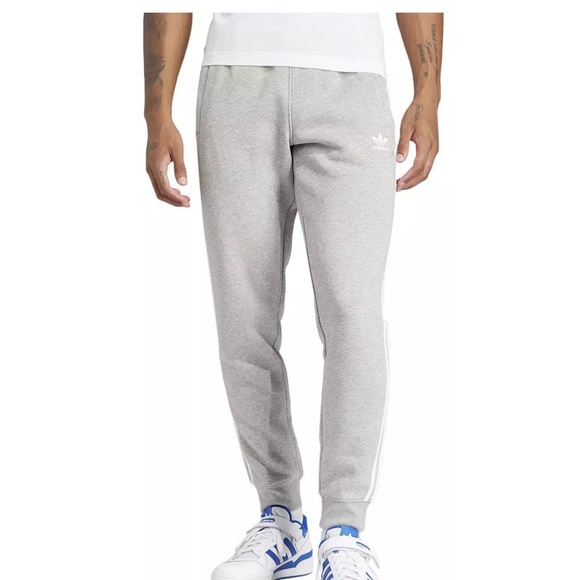 Men’s Adidas Straight Leg Mid Rise Three Stripe Fleece Sweatpants NWT - Picture 1 of 12